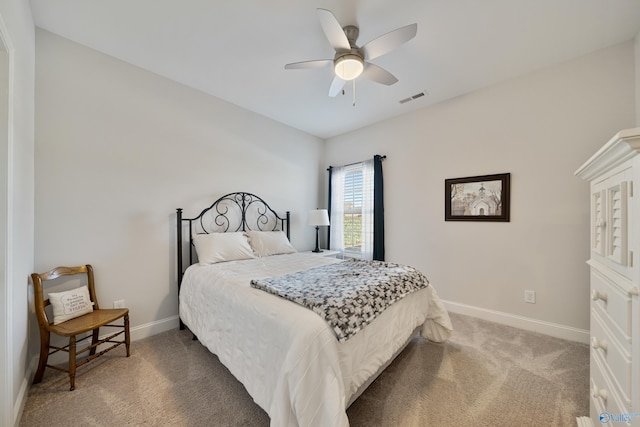 bedroom with carpet flooring and ceiling fan