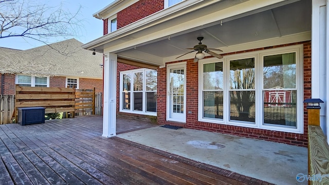 deck featuring ceiling fan