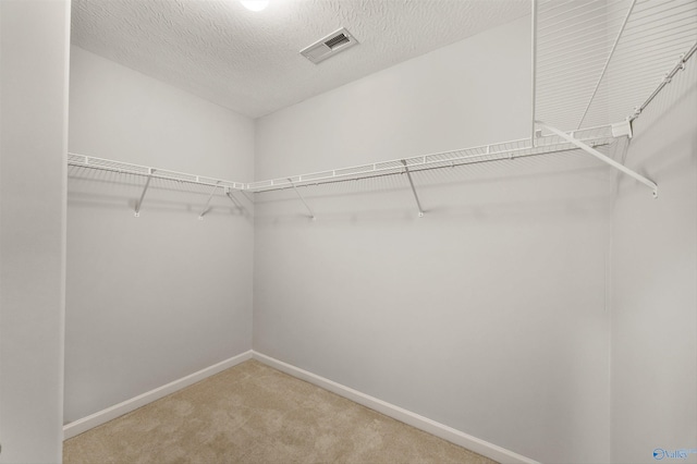 walk in closet featuring carpet flooring