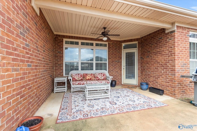 view of patio / terrace with outdoor lounge area and ceiling fan