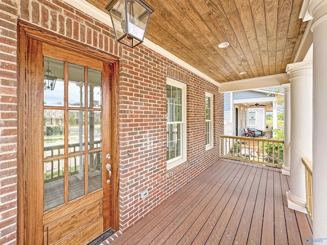 wooden deck featuring a porch