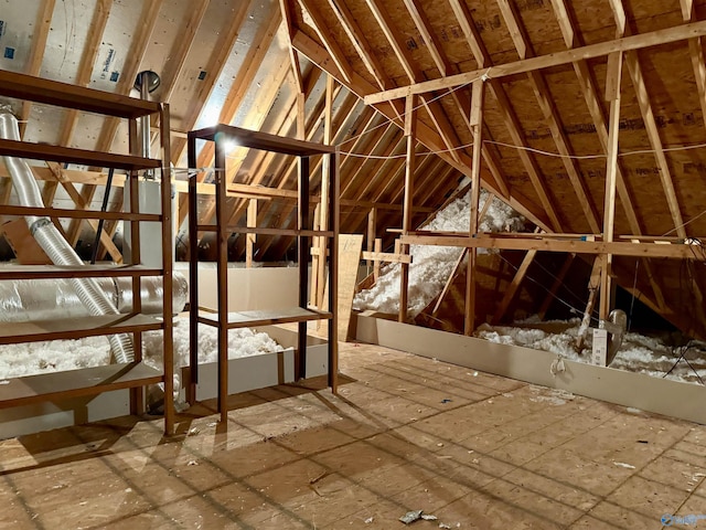 view of unfinished attic