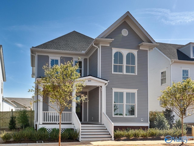 view of front of property featuring covered porch