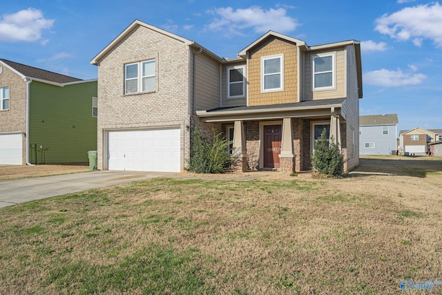 view of front of home with a garage and a front yard