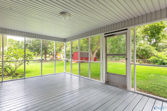 view of unfurnished sunroom