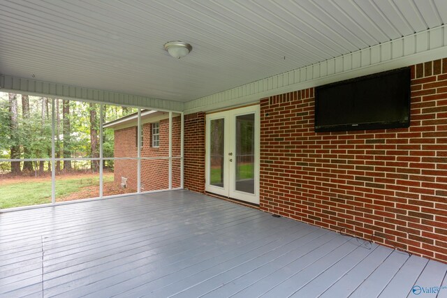 wooden terrace with french doors