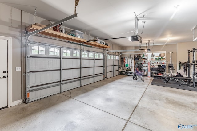 garage with a garage door opener