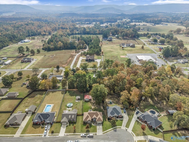 birds eye view of property with a mountain view