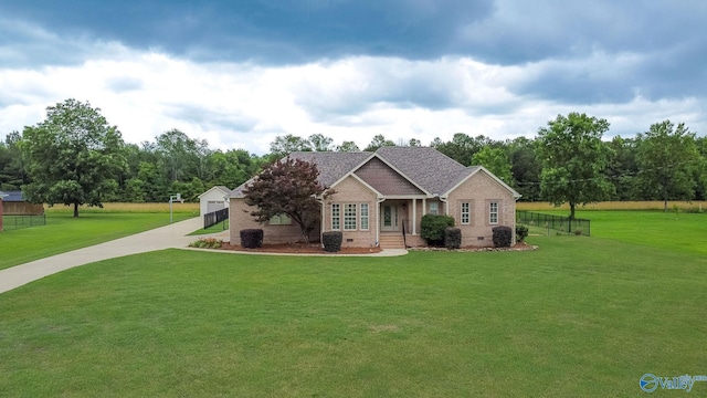 2801 Mountain View Dr, Southside, AL 35907 - craftsman inspired home with brick siding, a front yard, crawl space, and concrete driveway