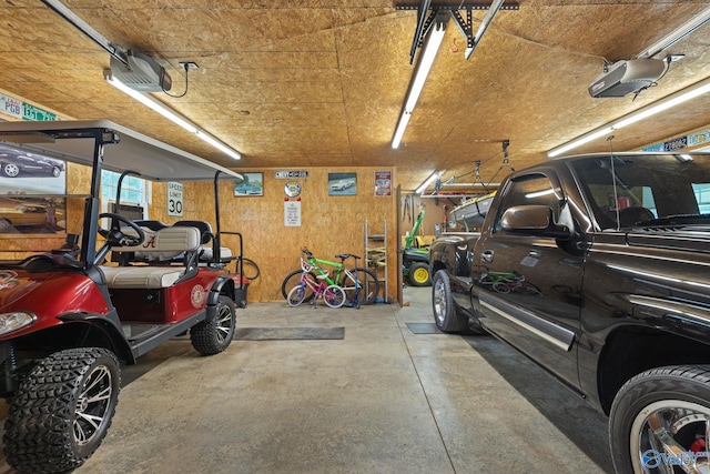 garage with a garage door opener