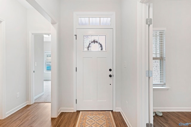 entrance foyer with plenty of natural light and hardwood / wood-style floors