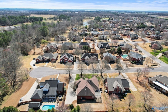 aerial view with a residential view