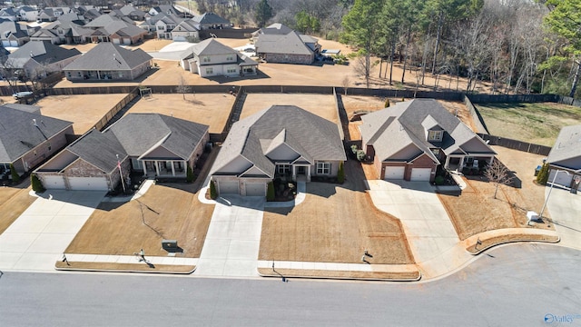 aerial view with a residential view