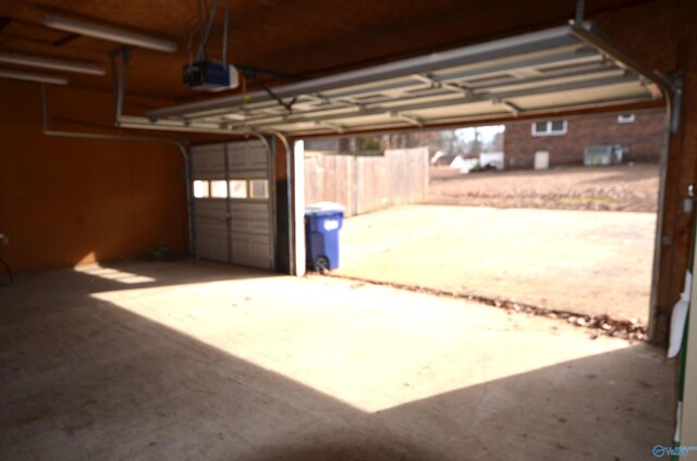 garage with a garage door opener