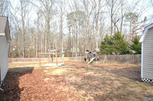 view of yard with a playground