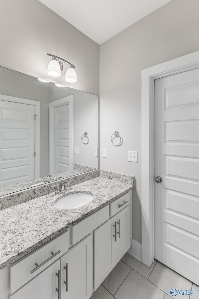 bathroom featuring tile patterned flooring and vanity