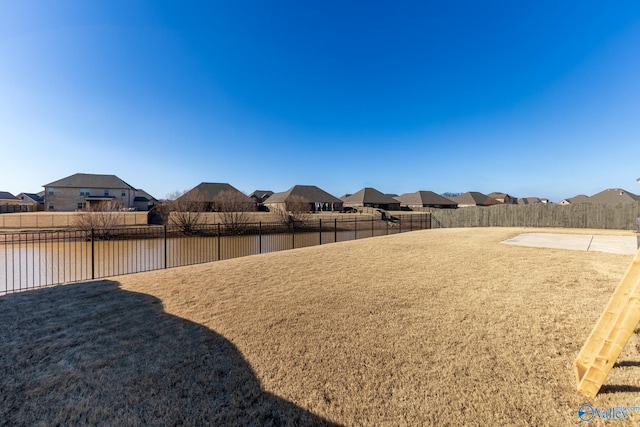 view of yard with a water view