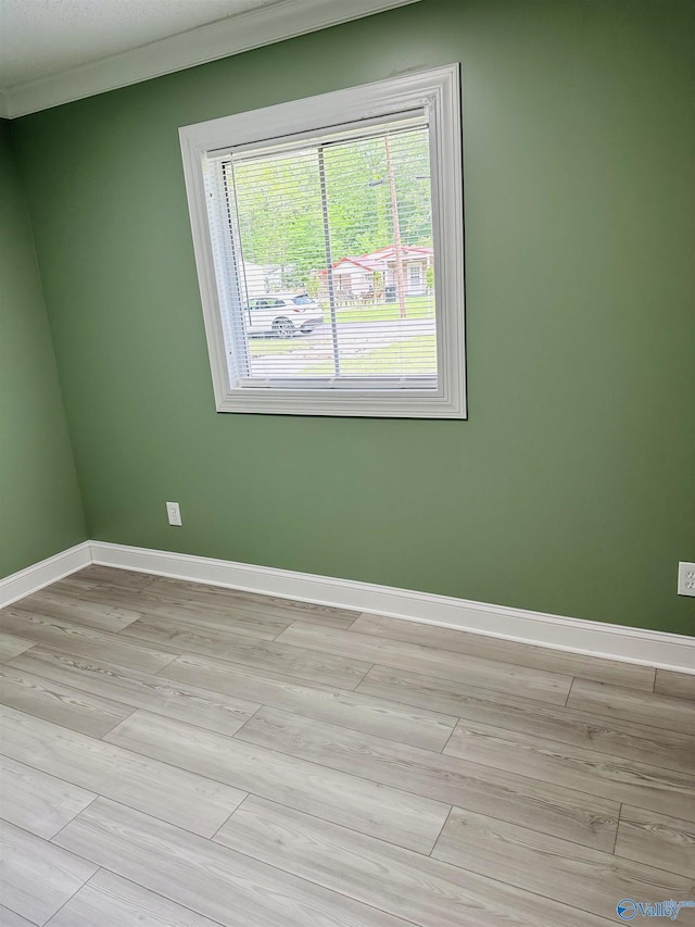 unfurnished room with light wood-type flooring