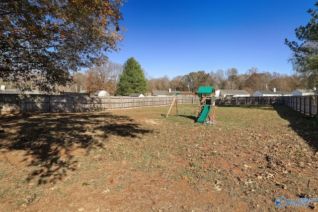 view of yard featuring a playground