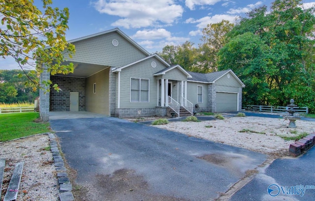 view of front of house with a garage