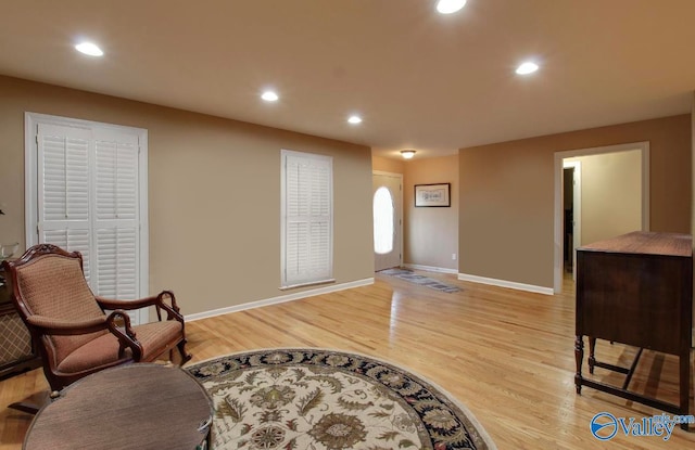 sitting room featuring light wood-type flooring