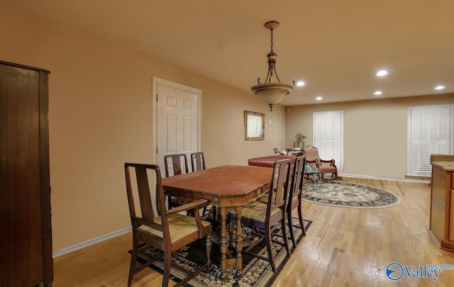 2220 Jefferson St, Courtland, AL 35618 - dining room featuring recessed lighting, light wood finished floors, and baseboards