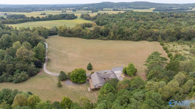 aerial view featuring a rural view