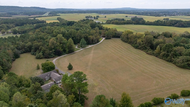 bird's eye view with a rural view