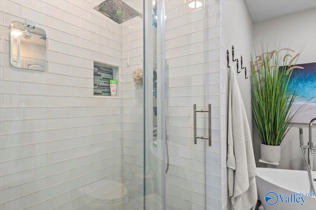 full bathroom featuring a stall shower