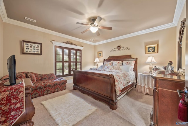 3 Mcmullen Ln, Gurley, AL 35748 - bedroom with carpet floors, ornamental molding, and ceiling fan