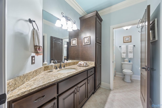 3 Mcmullen Ln, Gurley, AL 35748 - full bathroom with ornamental molding, vanity, tile patterned floors, toilet, and baseboards