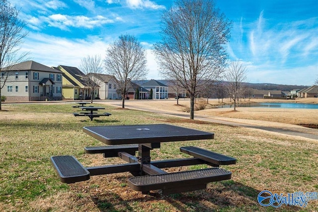 view of community featuring a yard and a residential view