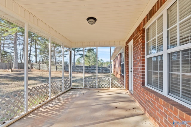 view of unfurnished sunroom