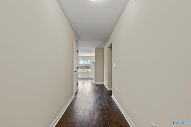 hall featuring dark wood-type flooring