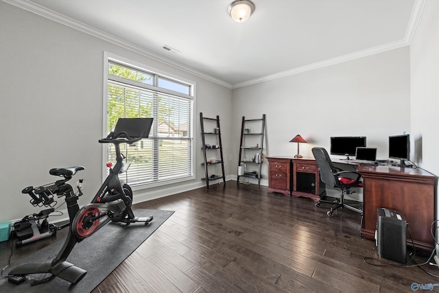 7531 Hadleigh Crst, Owens Cross Roads, AL 35763 - office space with crown molding, wood finished floors, and baseboards