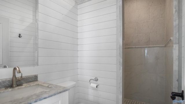 732 Bluff Dr, Rogersville, AL 35652 - bathroom with a stall shower, vanity, and toilet