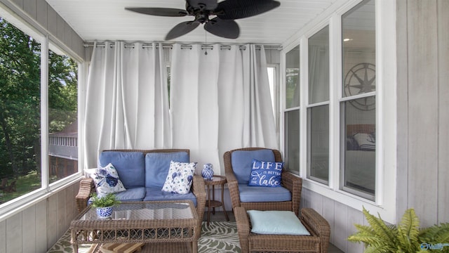 732 Bluff Dr, Rogersville, AL 35652 - sunroom / solarium featuring ceiling fan