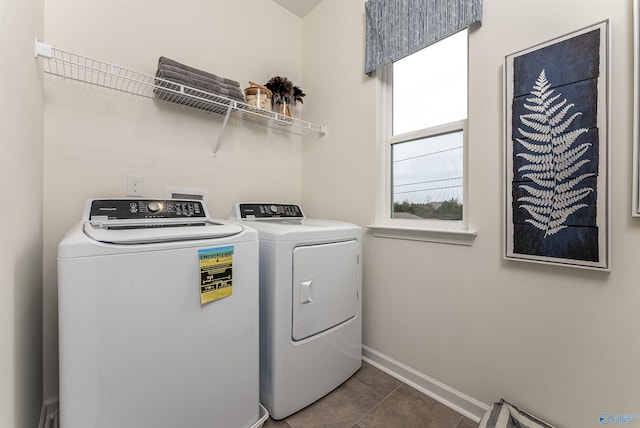 166 Mill Valley Way, New Market, AL 35761 - clothes washing area featuring separate washer and dryer, laundry area, dark tile patterned floors, and baseboards