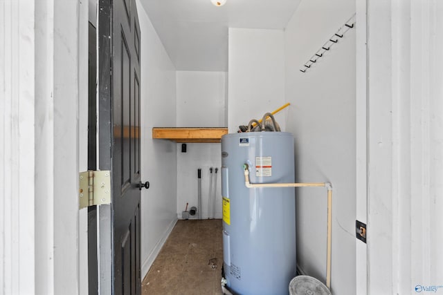 utility room featuring water heater