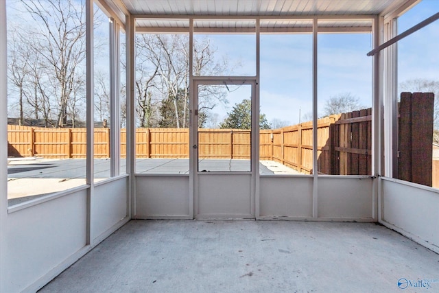 view of unfurnished sunroom