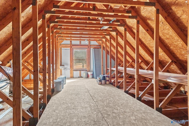 view of unfinished attic