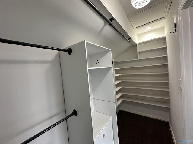 spacious closet with wood finished floors