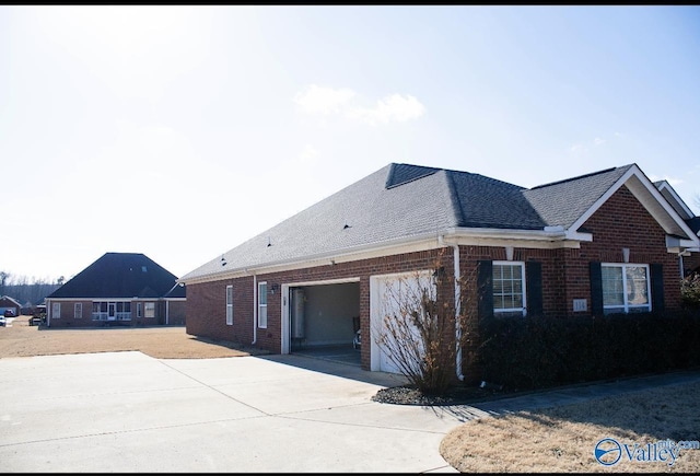 exterior space with a garage