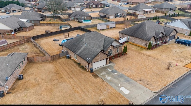 aerial view with a residential view