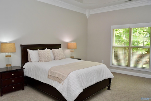 6901 Ridge Pointe Dr SE, Owens Cross Roads, AL 35763 - bedroom featuring ornamental molding, light carpet, and baseboards