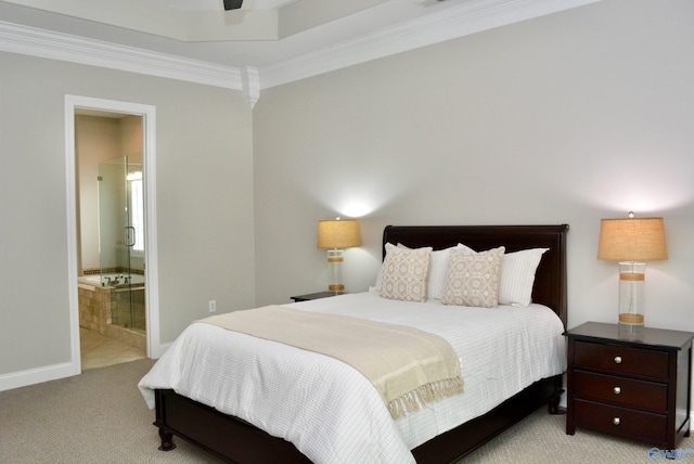 6901 Ridge Pointe Dr SE, Owens Cross Roads, AL 35763 - carpeted bedroom featuring crown molding, ensuite bathroom, and baseboards