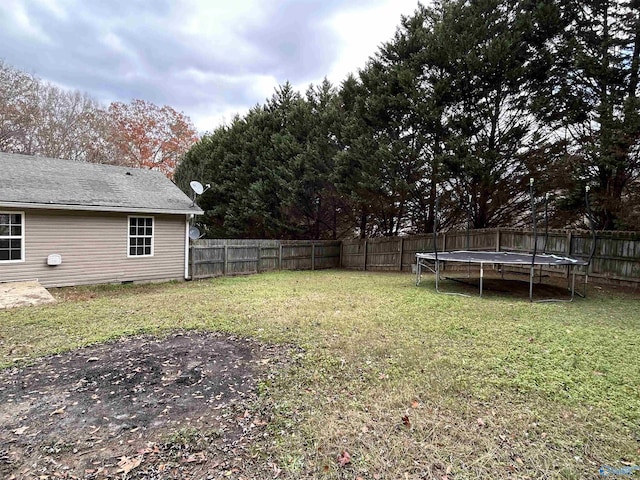 view of yard featuring a trampoline