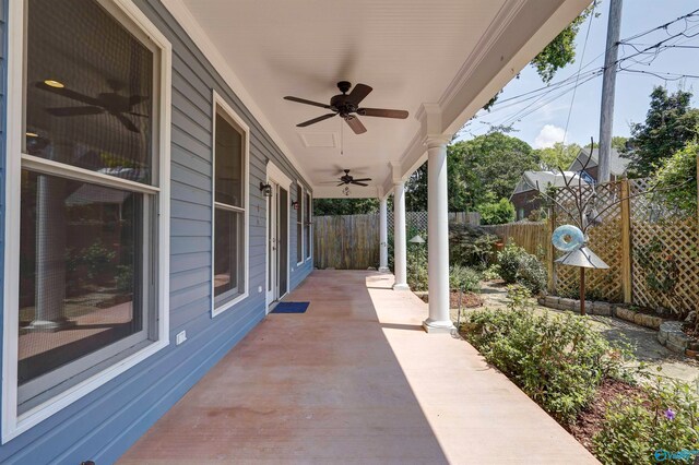 view of patio with ceiling fan