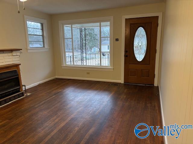 foyer featuring dark wood-type flooring