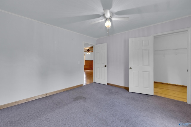 1073 6th St S, Sylvania, AL 35988 - unfurnished bedroom with carpet, a closet, ceiling fan, and ornamental molding